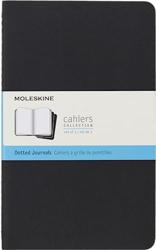 Moleskine Cahier Journal, Soft Cover, Large (5" x 8.25") Dotted, Black, 80 Pages (Set of 3)