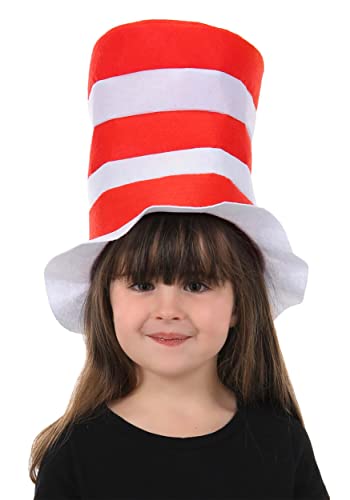 elope Dr. Seuss The Cat in The Hat Felt Red & White Striped Costume Hat for Kids Standard