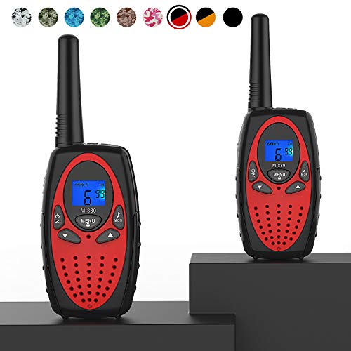 Walkie Talkies Long Range, Topsung M880 FRS Two Way Radio for Adults with Mic LCD Screen_Resistance Wakie-Talkies with Noise Cancelling for Men Women Outdoor Adventures Cruise Ship (Red 2 in 1)