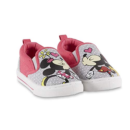 ACI Toddler Girls Mickey and Minnie Mouse Gray Pink Canvas Shoe (9 Toddler Girls US M)