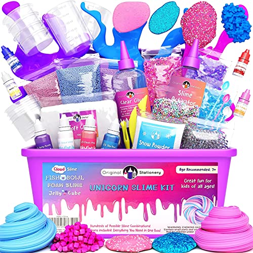 Original Stationery Unicorn Slime Kit, Slime Kit for Girls 10-12 to Make Glow in The Dark Unicorn Slime for Kids, Amazing Christmas Crafts for Kids