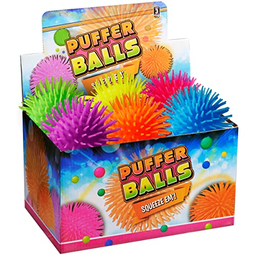 Puffer Balls (Pack of 12) - Stress Relief Balls Bulk, Neon Sensory, Stress Relief & Therapy Ball Toy for Kids for Goodie Bags, Stocking Stuffers and Party Favors