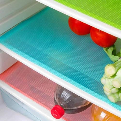 Aiosscd 7 PCS Shelf Mats Refrigerator Liners Washable Refrigerator Pads Fridge Mats Drawer Placemats Home Kitchen Gadgets Accessories Organization for Top Freezer(2green+2pink+3blue)