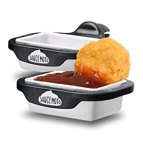 Saucemoto Dip Clip | An in-car sauce holder for ketchup and dipping sauces. As seen on Shark Tank (2 Pack, Black)