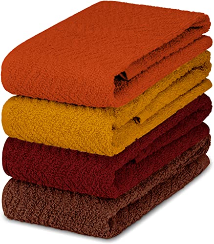 DecorRack 4 Pack Large Kitchen Towels, 100zz Cotton, 15 x 25 Inch Absorbent Dish Drying Cloth, Perfect for Kitchen, Hand Towels, Assorted Colors (Set of 4)