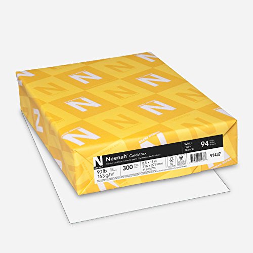 Neenah Index Cardstock, 8.5" x 11", 90 lb_163 gsm, White, Lightweight, 94 Brightness, 300 Sheets (91437)