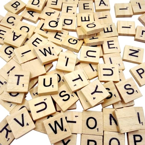 Sunnyglade 500PCS Wood Letter Tiles_Wooden Scrabble Tiles A-Z Capital Letters for Crafts, Pendants, Spelling