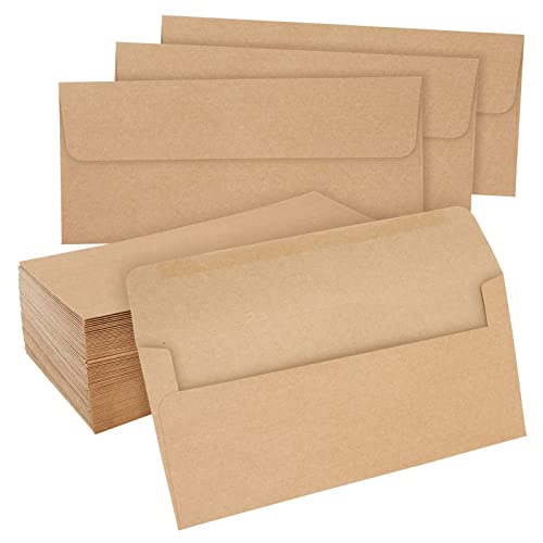 100-Pack #10 Brown Kraft Paper Business Envelopes Bulk for Checks, Invoices, Gift Certificates, Mailing Letters, Invitations, Documents, Forms, and Statements (4-1_8X9-1_2 in)