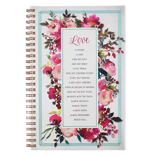 Christian Art Gifts Notebook Love Is Patient Kind I Corinthians 13:4-7 Bible Verse Inspirational Writing Notebook Gratitude Prayer Journal Flexible Cover 128 Ruled Pages w_Scripture, 6 x 8.5 Inches