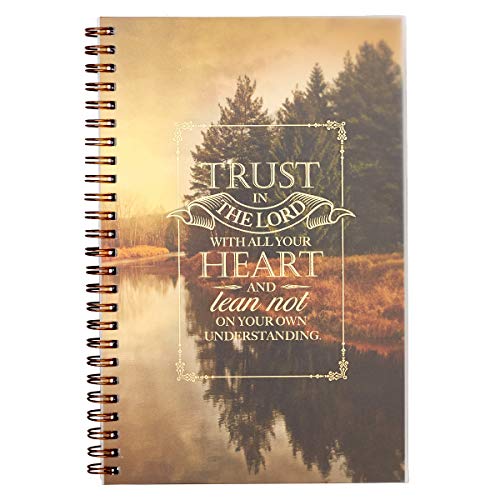 Christian Art Gifts Notebook Trust in the Lord Proverbs 3:5 Bible Verse Inspirational Writing Notebook Gratitude Prayer Journal Flexible PVC Cardstock Cover 128 Ruled Pages w_Scripture, 6 x 8.5 Inches