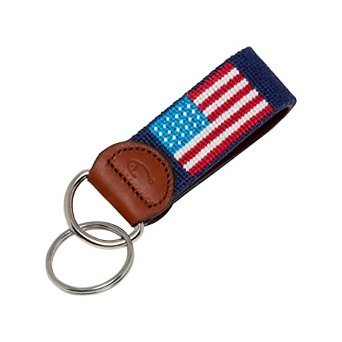 Huck Venture American Flag Needlepoint Key Fob & Keychain (American Flag)