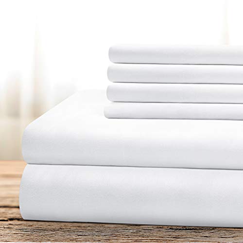 BYSURE Hotel Luxury Bed Sheets Set 6 Piece(King, White) - Super Soft 1800 Thread Count 100zz Microfiber Sheets with Deep Pockets, Wrinkle & Fade Resistant