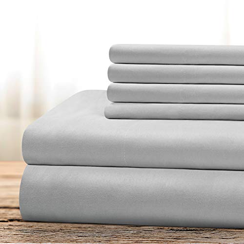 BYSURE Hotel Luxury Bed Sheets Set 6 Piece(King, Light Gray) - Super Soft 1800 Thread Count 100zz Microfiber Sheets with Deep Pockets, Wrinkle & Fade Resistant