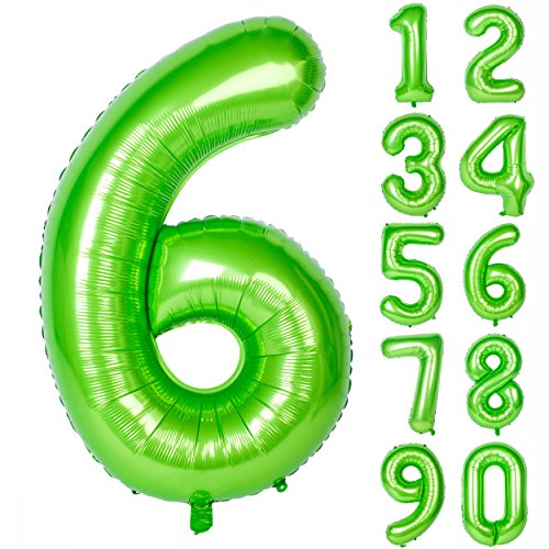 40 Inch green Large Numbers Birthday Party Decorations Helium Foil Mylar Big Number Balloon Digital 6