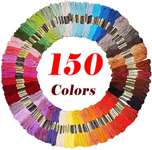 Embroidery Floss Friendship Bracelet String 150 Skeins Multi-Color Cross Stitch Thread with Color Numbers,6 Strand Floss