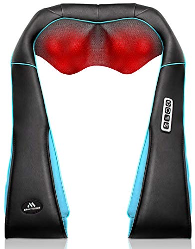 MagicMakers Neck Massager with Heat - Electric Shiatsu Deep Kneading Back Massage for Neck Pain, Shoulder, Waist, Relax Gift for Her_Him_Women_Men_Dad_Mom_Christmas_Mothers Day_Fathers Gifts