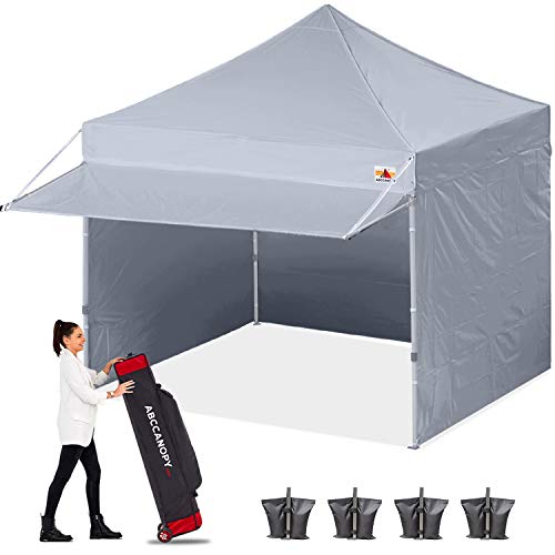 ABCCANOPY 10x10 Pop up Commercial Canopy Tent, Portable Freestanding Shelter with Awning for Booth, Vendor, Outdoor, Grey