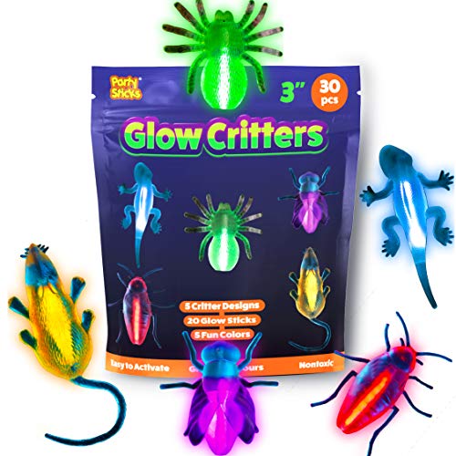 Glow Critters and Halloween Trick or Treat Glow Skeletons and Pumpkins - Glow Sticks Party Favors - Glow in The Dark Party Supplies