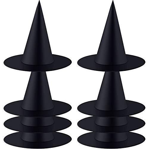 Tatuo 8 Pieces Halloween Witch Hats Witch Party Costume Accessory Black Hanging Wizard Hat Floating Porch Yard Decoration(Simple)