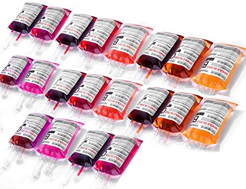 WYNK 20 Pack Halloween Decorations Blood Bag for Drink, 11.5 FL Oz Reusable Cups Containers, Live Blood of Theme Parties, Halloween_Vampire_Hospital Theme Party Favors, Nurse Graduation Party Props