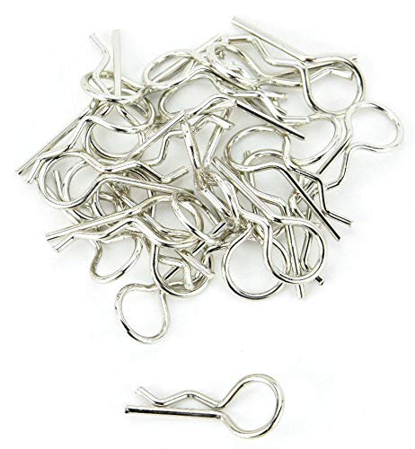 Apex RC Products Silver 1_10 Large Bent RC Anodized Body Clips - 25pcs #4031SL