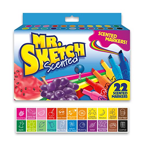 Mr. Sketch 2054594 Scented Watercolor Marker, Broad Chisel Tip, Assorted Colors, 22_Pack