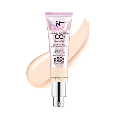 IT Cosmetics CC+ Cream Illumination Fair Light - Color Correcting Full-Coverage Foundation, Hydrating Serum & SPF 50+ Sunscreen with Radiant Finish