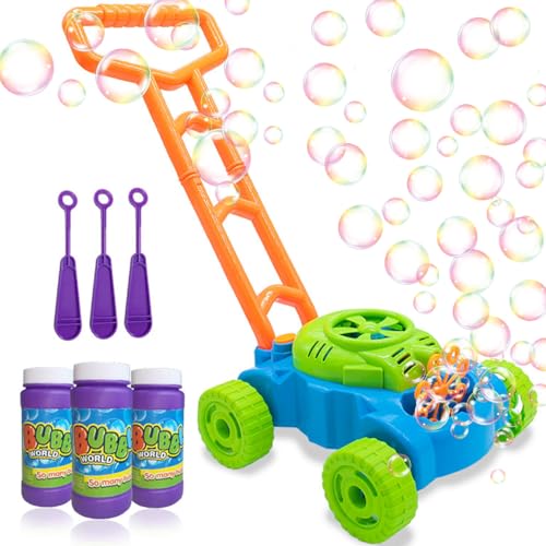 Lydaz Bubble Lawn Mower for Toddlers 1-3, Kids Bubble Blower Maker Machine, Outdoor Outside Summer Push Backyard Gardening Toys, Birthday Gifts Toys for Preschool Baby Boys Girls Age 1 2 3+ Year Old