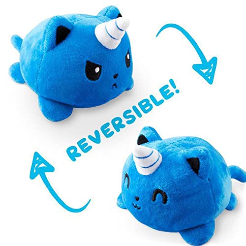 TeeTurtle - The Original Reversible Cat Plushie - Blue Kittencorn - Cute Sensory Fidget Stuffed Animals That Show Your Mood