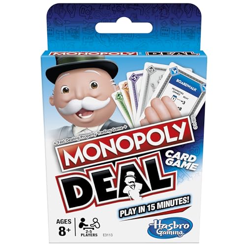 Monopoly Deal Quick-Playing Card Game for Families, Kids Ages 8 and Up and 2-5 Players