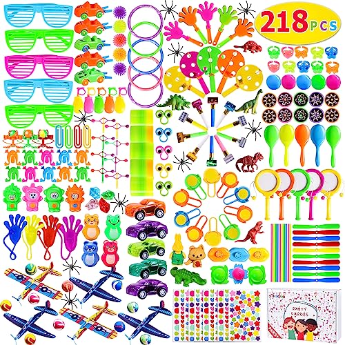 Max Fun 218pcs Party Favors for Kids Bulk Party Toys Assortments Birthday Gift Toys Carnival Prizes Treasure Box Prizes Goodie Bag Fillers Classroom Rewards Pinata Filler Toys