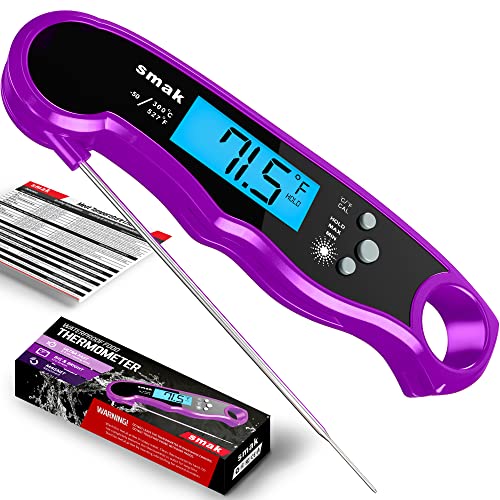 Digital Instant Read Meat Thermometer - Waterproof Kitchen Food Cooking Thermometer with Backlight LCD - Best Super Fast Electric Meat Thermometer Probe for BBQ Grilling Smoker Baking Turkey (Plum)