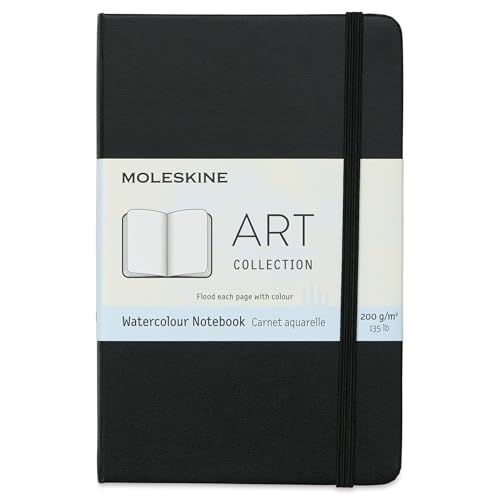 Moleskine Art Watercolor Notebook, Hard Cover, Pocket (3.5" x 5.5") Plain_Blank, Black, 60 Pages