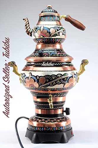 Copper Samovar Tea Pot Set Electrically OperatedHandmade Real Copper Samovar (220 v)