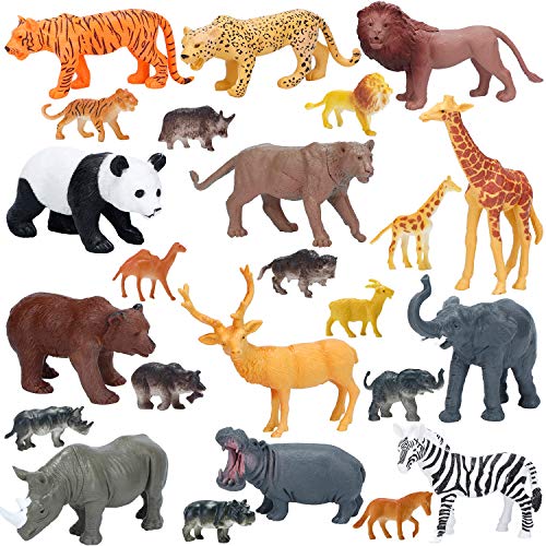 Jumbo Safari Animal Figures: Realistic Large Zoo Toys Set - Tiger, Lion, Elephant, Giraffe for Kids & Toddler Parties