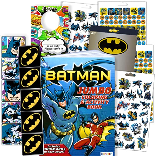 Batman Stickers Activity Set - Bundle Includes Batman Sticker Pad, Batman Reward Stickers, Batman Coloring Book, and 2-sided Superhero Door Hanger