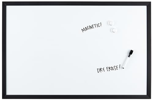 Amazon Basics Magnetic Dry Erase White Board, 35 x 23-Inch Whiteboard - Black Wooden Frame