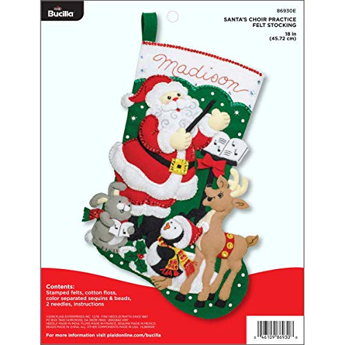 Bucilla Felt Applique Stocking Kit Santa Choir Practice, 18"