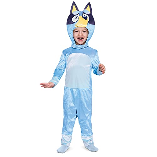 Disguise Bluey Costume for Kids, Official Bluey Character Outfit with Jumpsuit and Mask, Classic Toddler Size Small (2T)