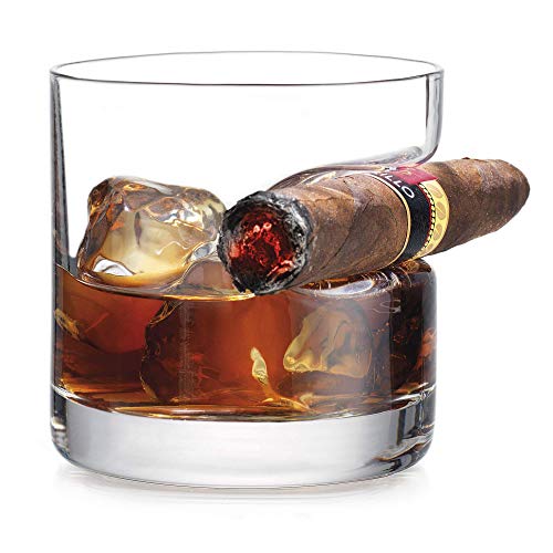 Fathers Day Gifts for Men, Cigar Whiskey Glass, Old Fashioned Whiskey Glasses With Indented Cigar Rest, Gifts for Dad