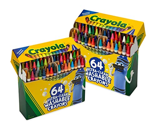 Crayola Washable Crayons - 64ct (2 Boxes), Bulk Crayons for Kids, Crayon Set, Coloring Book Crayons, Kids Easter Basket Stuffer [Amazon Exclusive]