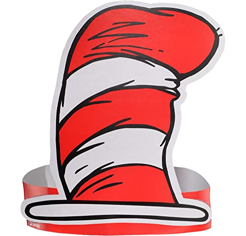 Party City Dr Seuss Cat In The Hat Paper Hats for Kids, 36 Count - Dr. Seuss Red & White Striped Paper Hat for Boys & Girls - Birthday Party Supplies & Costume Accessories