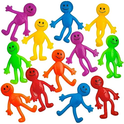 Stretchy Bendable Man (36 Pack) Assorted Fun Colors, A Sticky, Stretchable, Slimy, Gooey Texture, Toy for Stress Anxiety Relief, Great Party Favor, Stocking Stuffer