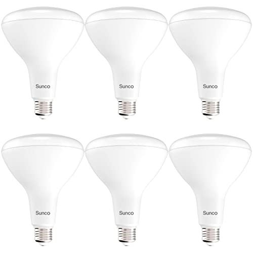 Sunco 6 Pack BR40 Light Bulbs, LED Indoor Flood Light, Dimmable, CRI94 6000K Daylight Deluxe, 100W Equivalent 17W, 1400 Lumens, E26 Base, Indoor Home Recessed Lights, High Lumens UL