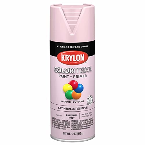 Krylon K05556007 COLORmaxx Spray Paint and Primer for Indoor_Outdoor Use, Satin Ballet Slipper Pink