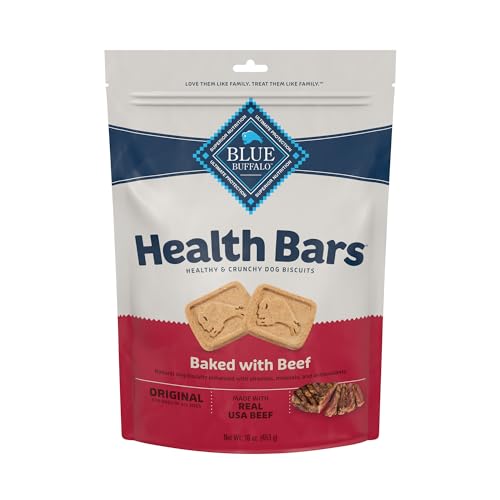 Blue Buffalo Health Bars Natural Crunchy Dog Treats Biscuits, Beef 16-oz Bag