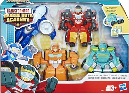 Playskool Heroes Transformers Rescue Bots Academy Team Pack, 4 Collectible 4.5-inch Converting Action Figures, Toys for Kids Ages 3 and Up