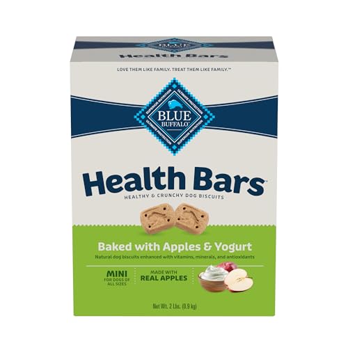 Blue Buffalo Health Bars Mini Natural Crunchy Dog Treats Biscuits, Apple & Yogurt 32-oz Box