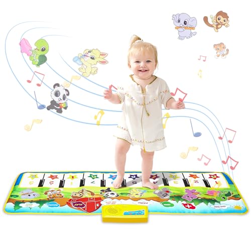 M SANMERSEN Piano Mat, 39.5" X 14" Musical Mat 8 Instrument Sounds Piano Mat for Toddlers Touch Play Dancing Mat Toy for 1 2 3 Year Old Girls Boys Gifts