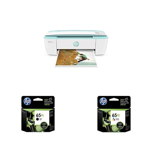 HP DeskJet 3755 Compact All-in-One Wireless Printer - Seagrass Accent (J9V92A) and XL Ink Cartridges - 4 Colors